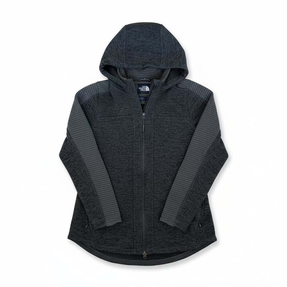 The North Face Women's Indi Hooded Full Zip Fleece Jacket Charcoal Grey